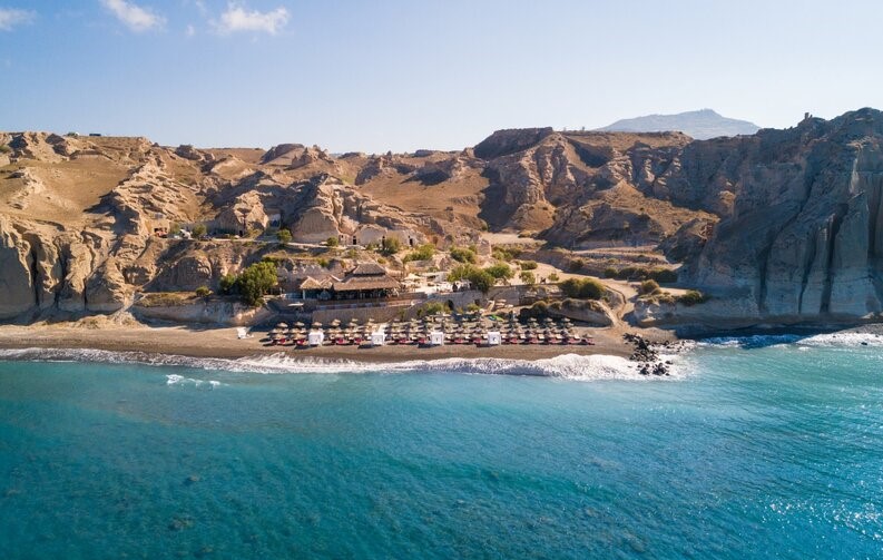 Eros beach bar, Catamaran Santorini tour
