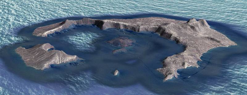 how dep is Santorini caldera