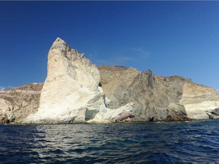 catamaran Santorini white beach