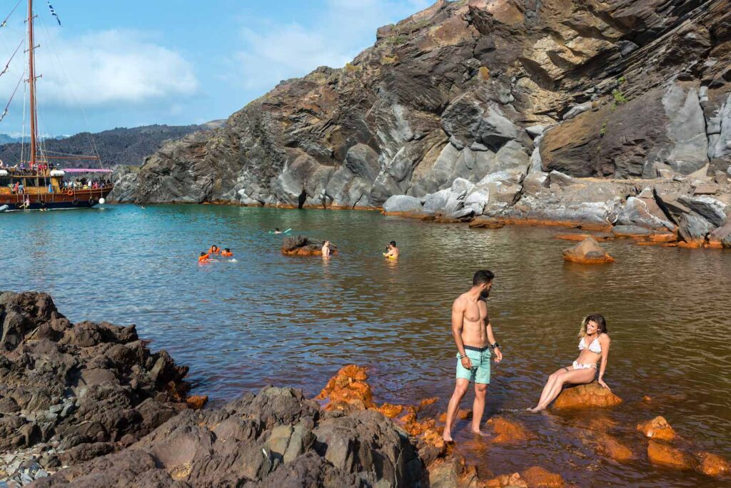 Volcano hot springs Santorini